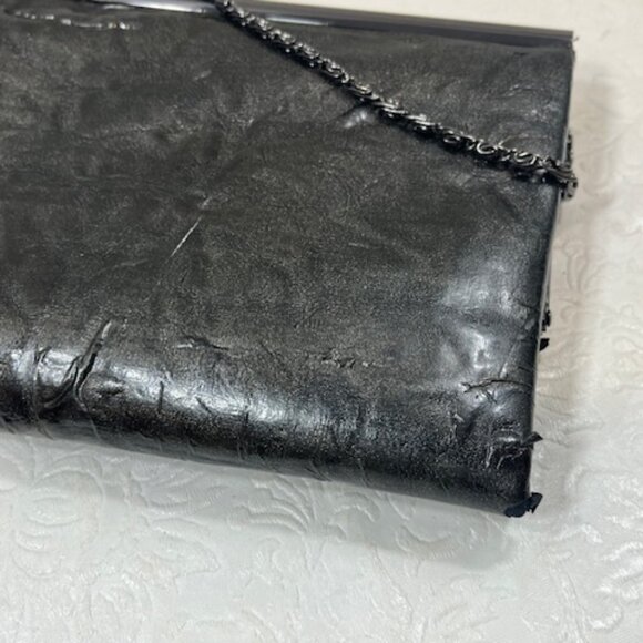 KATE LANDRY Sparkly Gray Evening Clutch Bag Purse w/Chain Strap 11"x5" - Picture 9 of 15